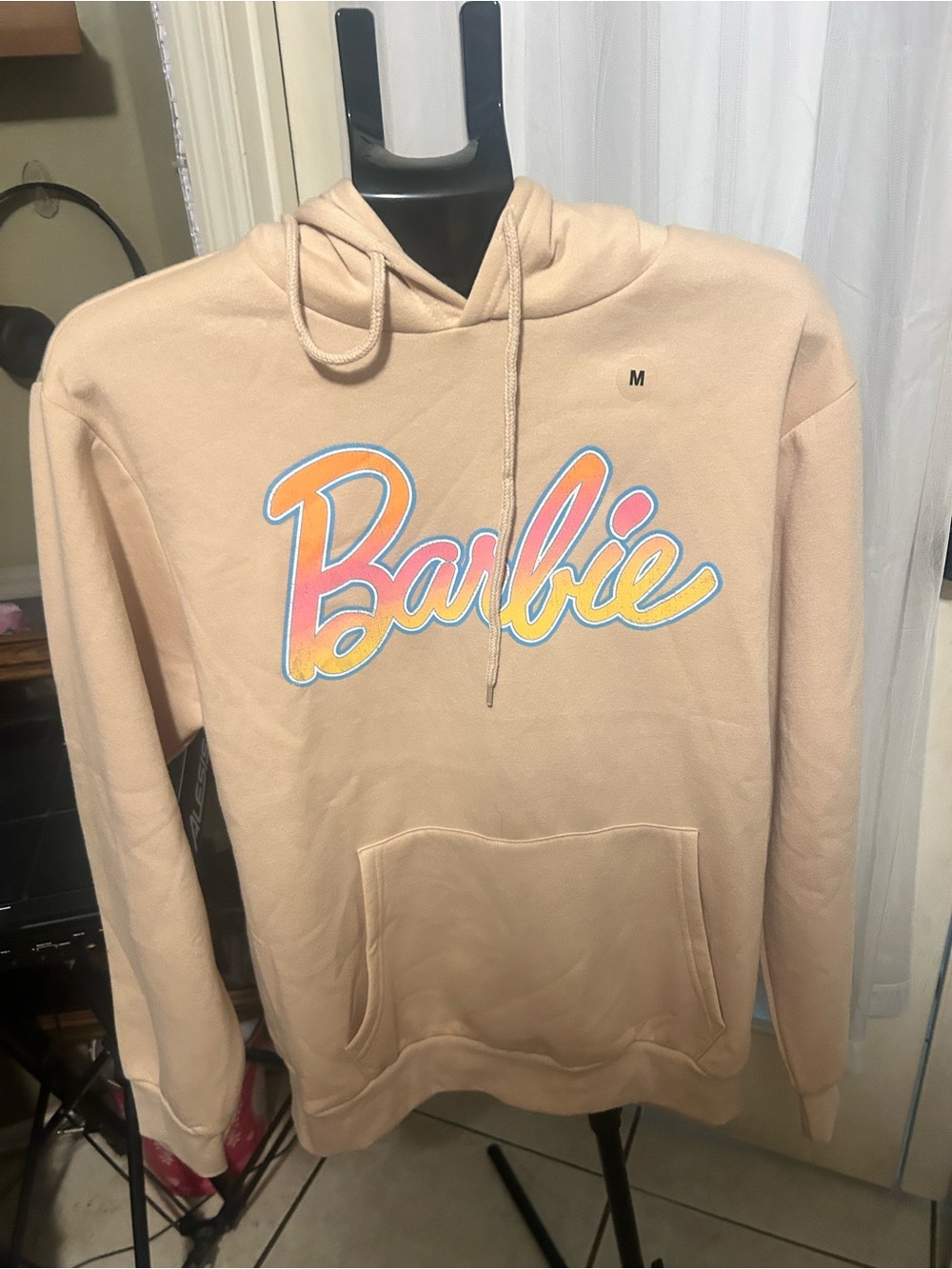 Barbie woman Zip-Up Sweater in Soft Beige with Multicolor Logo
